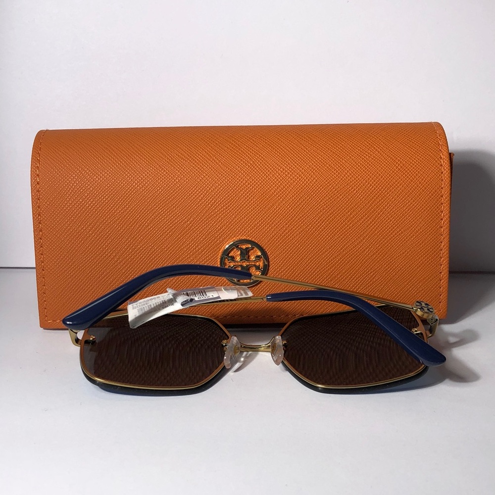 New Authentic Tory Burch TY6080 Blue Sunglasses with Orange Case - Picture 14 of 14